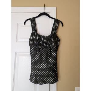 Y2K Retro Fairy Satin Takara Top- Size Medium- Black Green Polka Dots